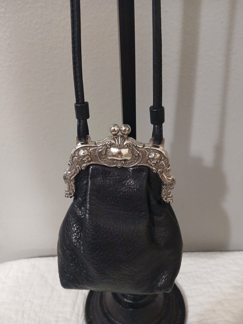 Brighton Black Leather One World Mini Crossbody with Ornate Silver-Tone Frame